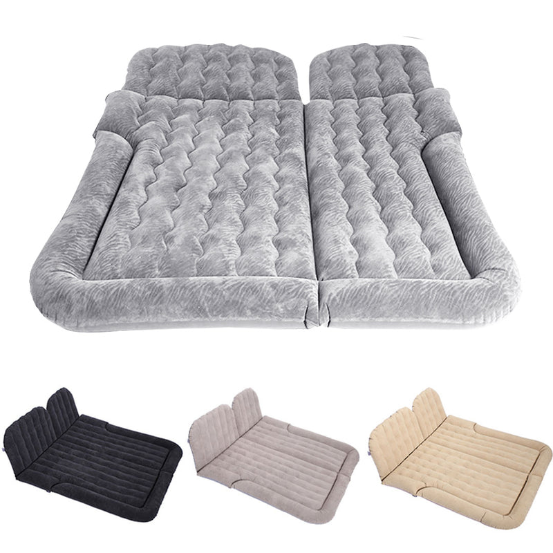 2X Grey Inflatable Car Boot Mattress Pvc Flocked 174cmx126cmx10cm With Pillows