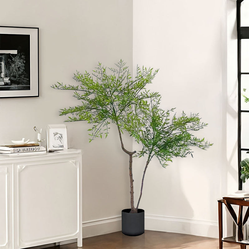 Nandina Heavenly Bamboo Artificial Tree 120cm Plastic Green 2 Branches