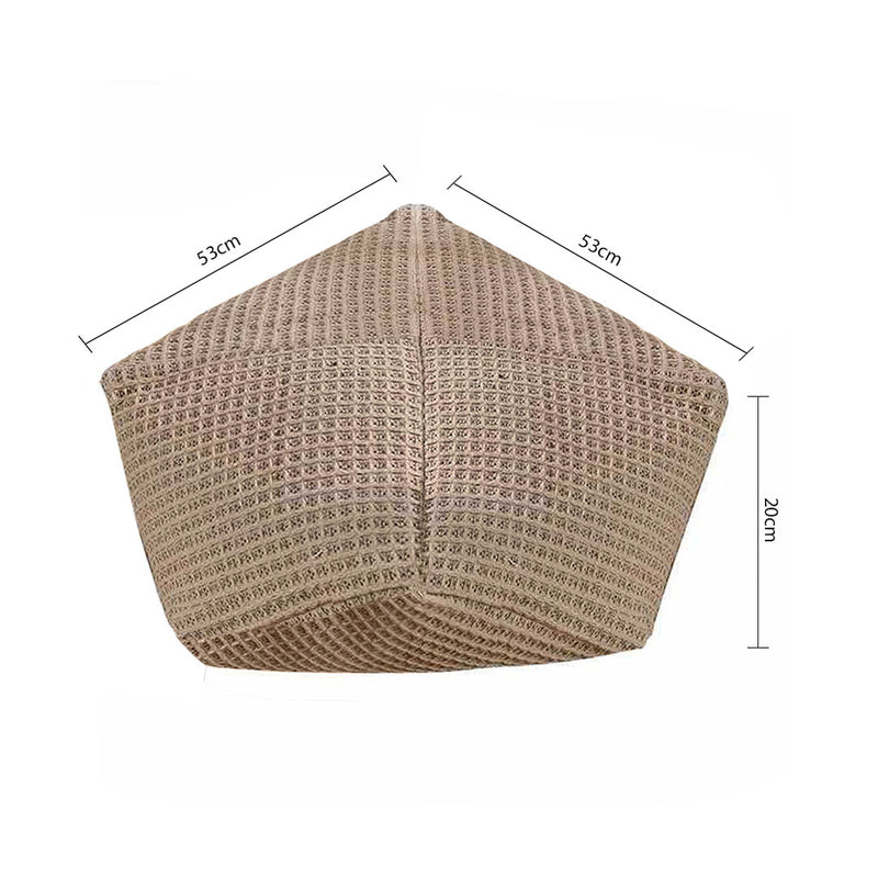 2X 53cm Polyester Cotton Pouf Cushion Epp Particle Fill Beige