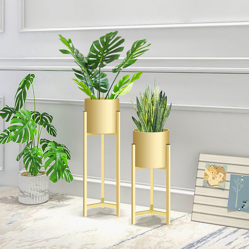 4X 60cm Gold Metal Plant Stands With Detachable Enamel Pots Corner Indoor