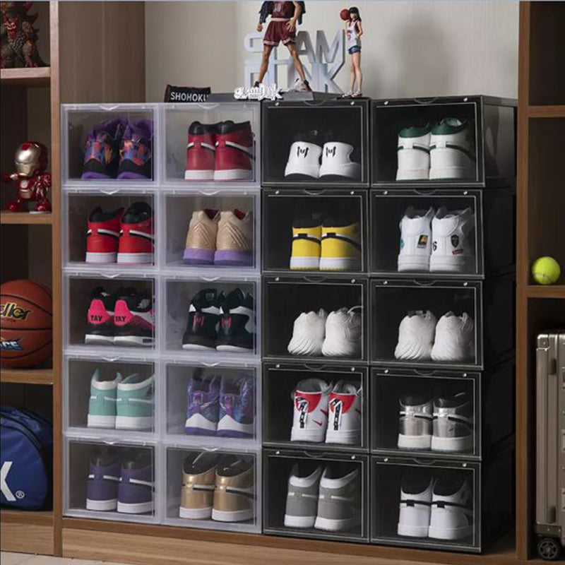 2X 6 Tier Transparent Shoe Organizer Plastic Stackable Storage Box Magnetic Door