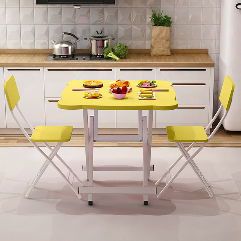 Folding Table Cat Ear Particleboard Metal 60x60x70cm Yellow Portable Minimalist