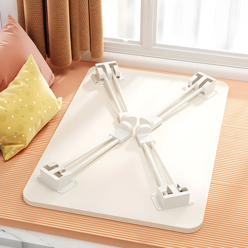 White Portable Folding Bed Table Adjustable Desk Cup Holder Particleboard Metal