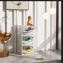 2X Transparent 3 Tier Shoe Organizer Plastic Stackable Box with Magnetic Door