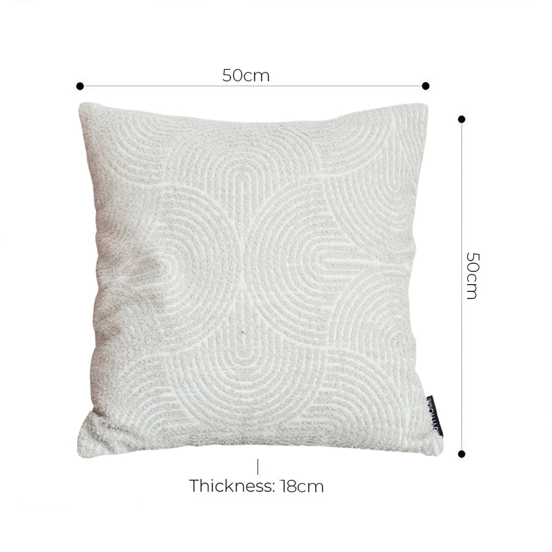 2X Polyester Cotton Throw Pillow 50x50x18cm Off White Embroidered Decorative