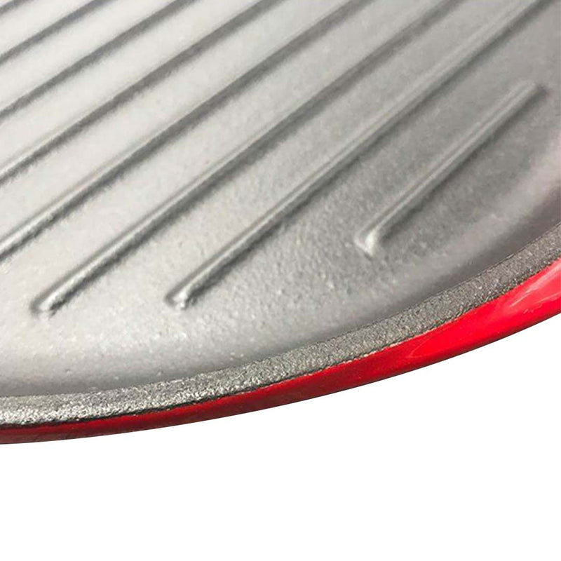 2X Enameled Cast Iron Grill Pan 26cm Red Nonstick Skillet Griddle