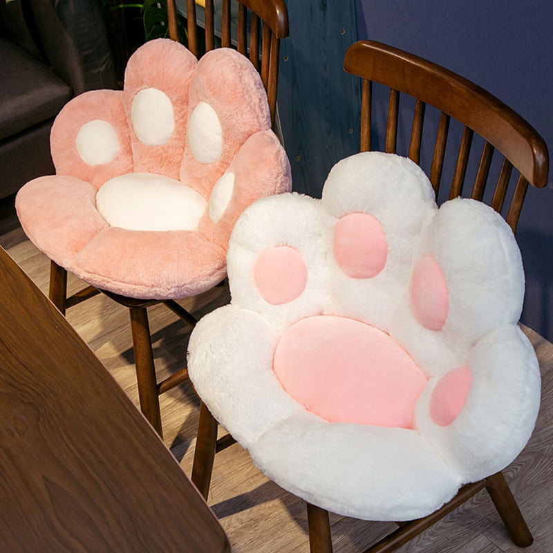 2X 70cm White Paw Shape Plush Cotton Back Support Decorative Cushion