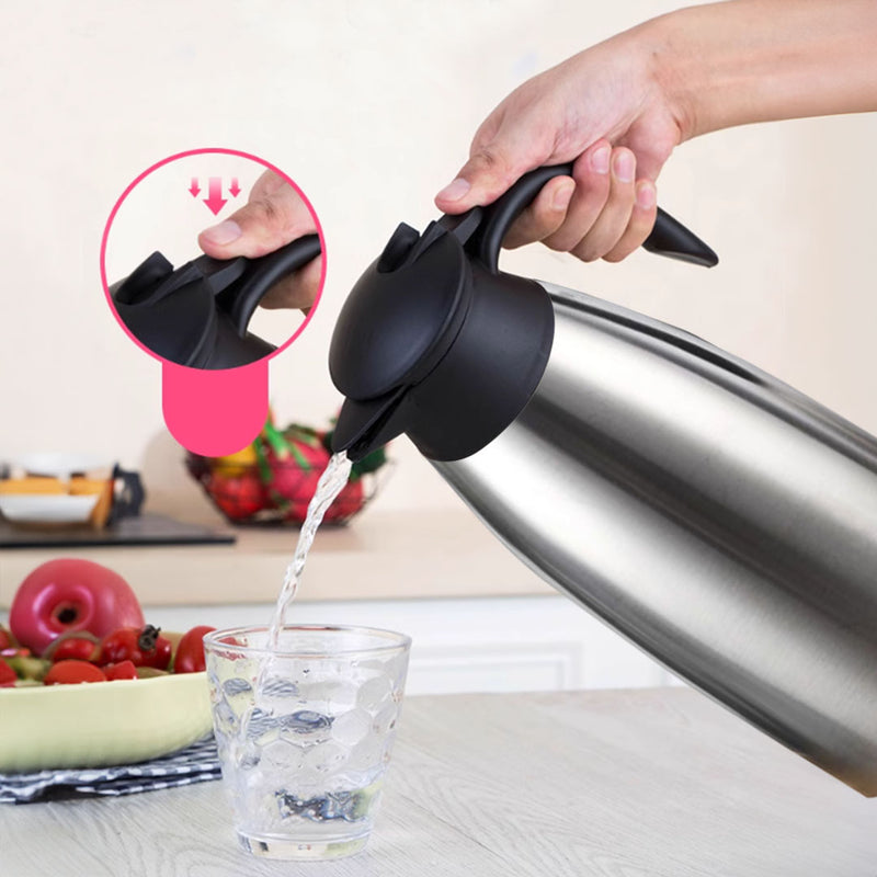 2.0L Stainless Steel Thermal Flask Triple Layer Insulated Vacuum Silver