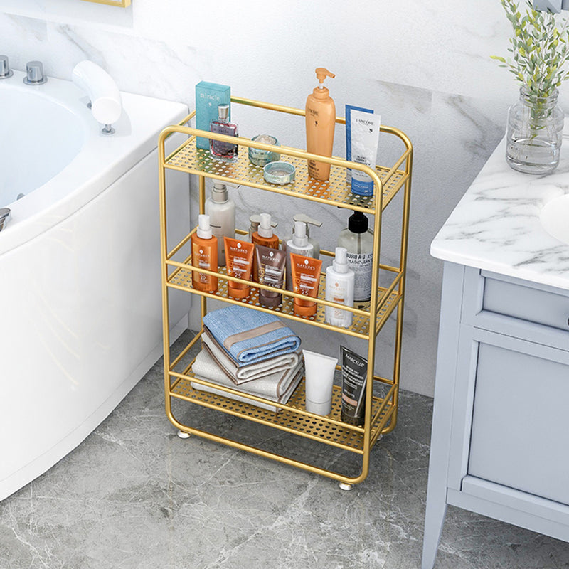 3 Tier Rectangular Metal Bathroom Shelf Gold 50x20x80cm Multipurpose Organizer