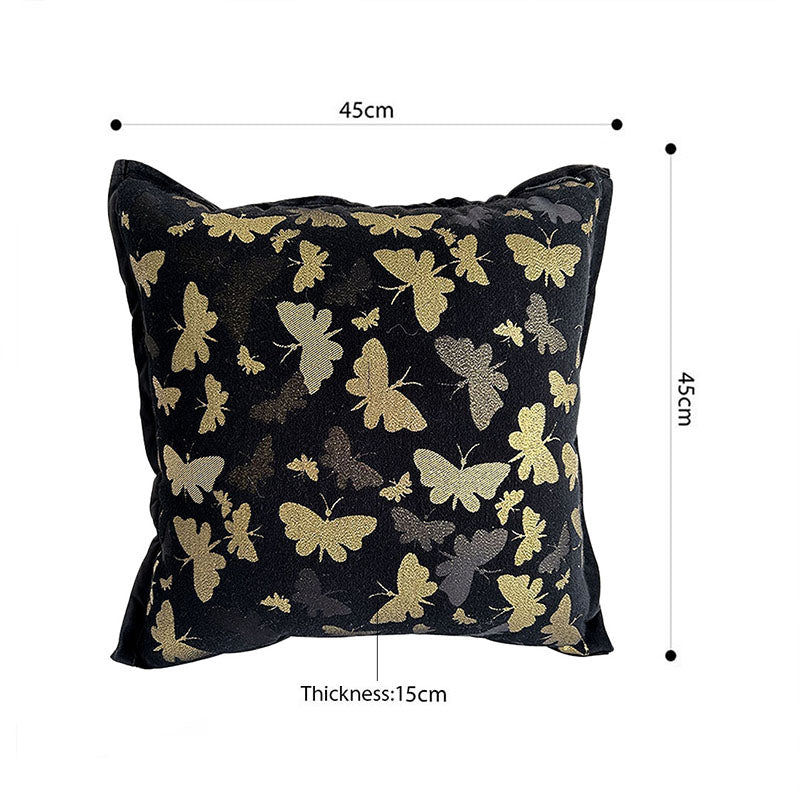 2X 45x45cm Velvet Plush Throw Pillow 15cm Thick Vintage Butterfly