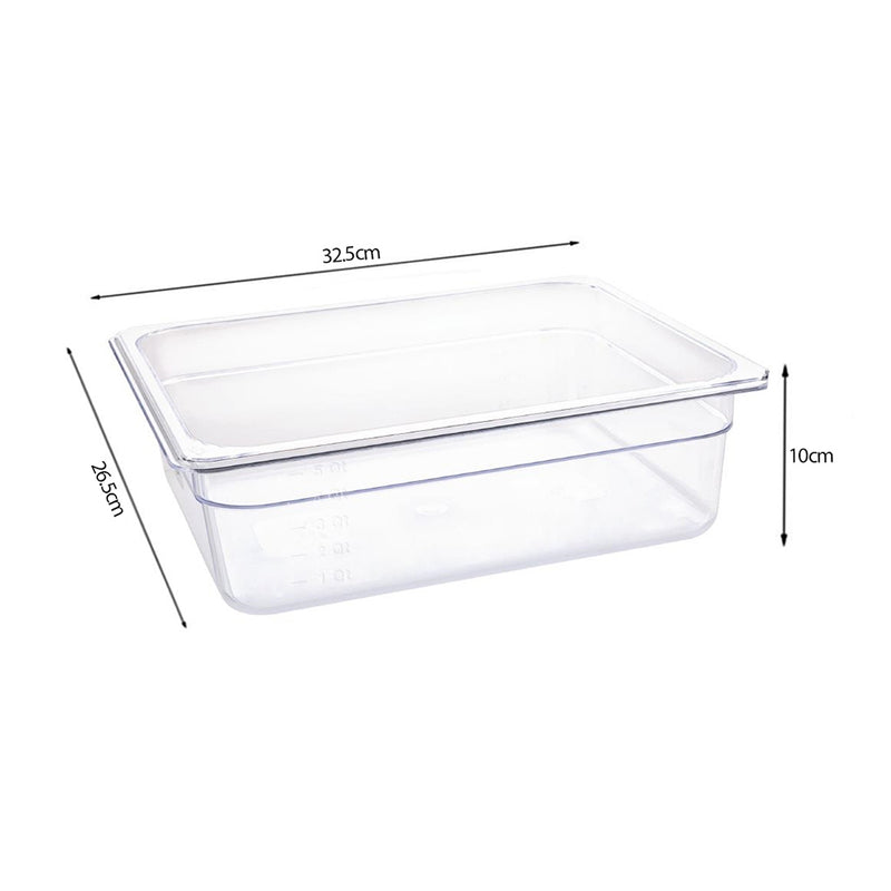 100mm Polycarbonate Gastronorm Pan 1/2 Clear Food Tray Bundle of 2