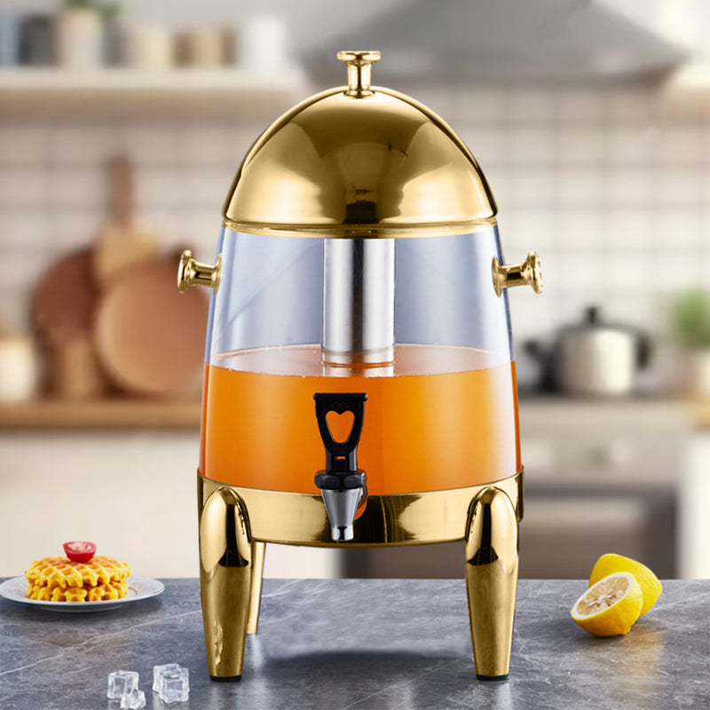 Stainless Steel 12L Beverage Dispenser Hot Cold Drink Urn with Gold Accents