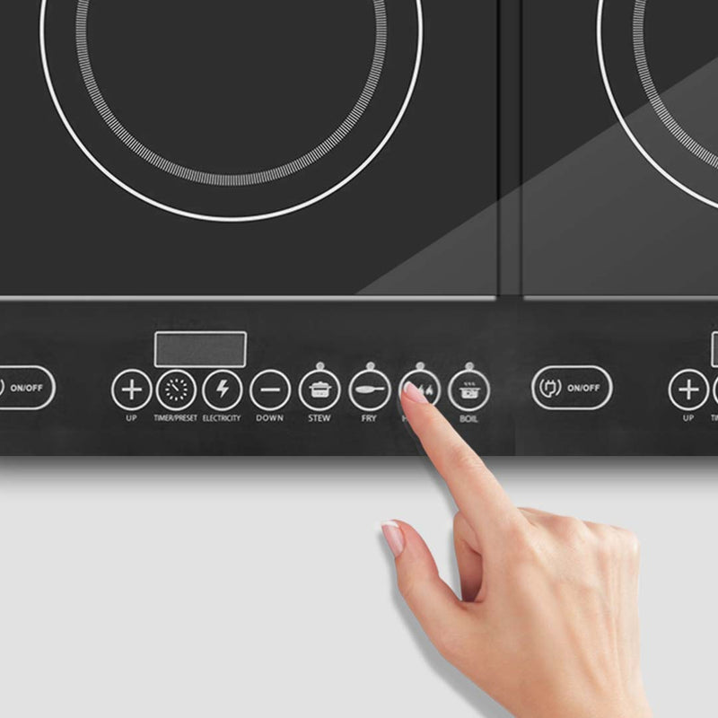 Induction Double Burner Cooktop Portable 27.5cm Plates 1100W 8 Heat Settings