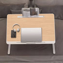 Wood Portable Foldable Laptop Bed Table 60X40cm Adjustable Height Natural Finish