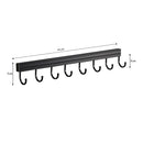 2X Wall Mounted Aluminum Kitchen Utensil Rack 41cm Black Rustproof Hooks