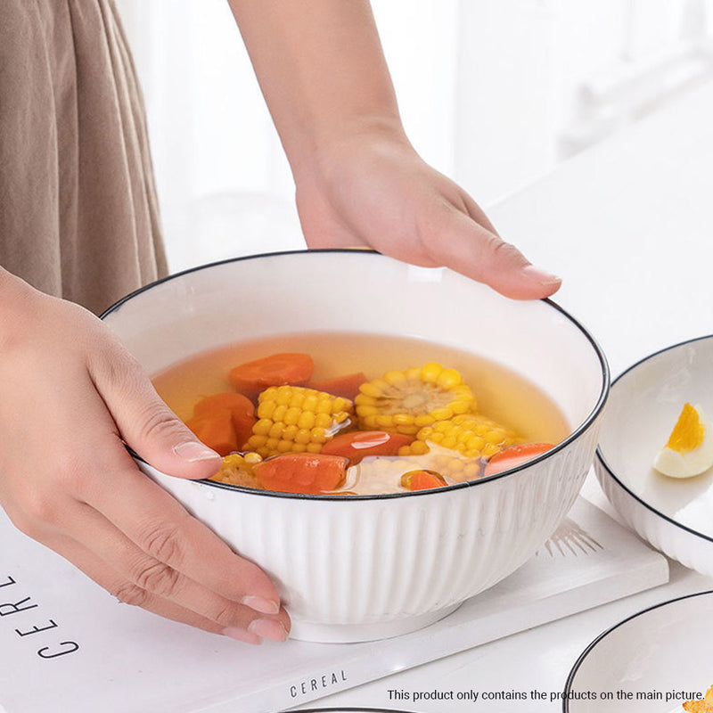 White Ceramic Dinnerware Set 4.5-Inch Bowl 7-Inch Plate Japanese Style Set of 4