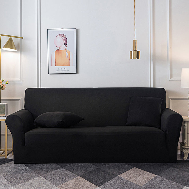 1 Seater Black Sofa Cover Couch Protector High Stretch Polyester Slipcover