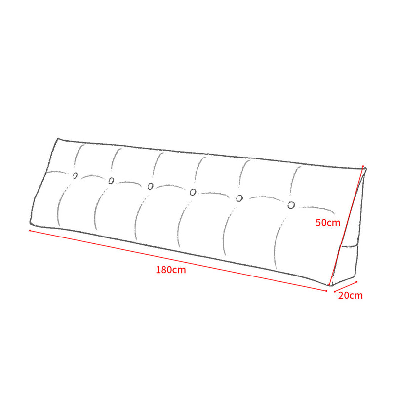 2X 180cm Triangular Wedge Headboard Pillow Button Tufted Polyester Coffee