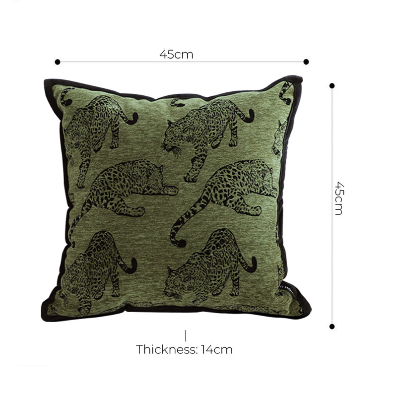 2X 40x45cm Polyester Throw Pillow Green Leopard Square Retro Design