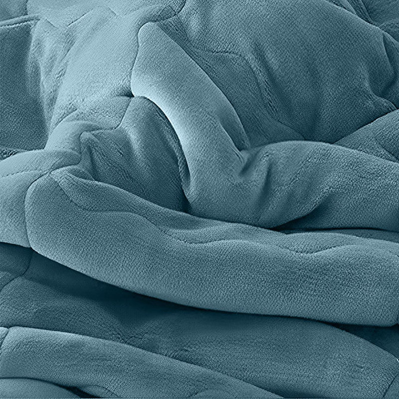 Lake Blue 2cm Thick Flannel Polyester Throw Blanket 200x220cm Double Sided