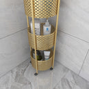 3 Tier Metal Bathroom Shelf Gold Multifunctional Storage Rack with Wheels