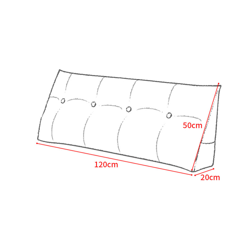 120cm Dark Grey Wedge Headboard Pillow Triangular Backrest with Pocket