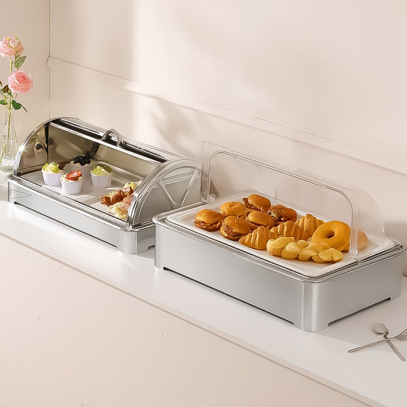 Ceramic Chafing Dish 59x38.5x14cm 9L Silver With Stainless Stand