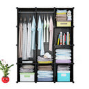 10 Cubes Portable Black Wardrobe Polypropylene Modular Storage Closet With Doors