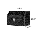 2X Leather Car Boot Organizer Collapsible Foldable Storage Box With Lock Black
