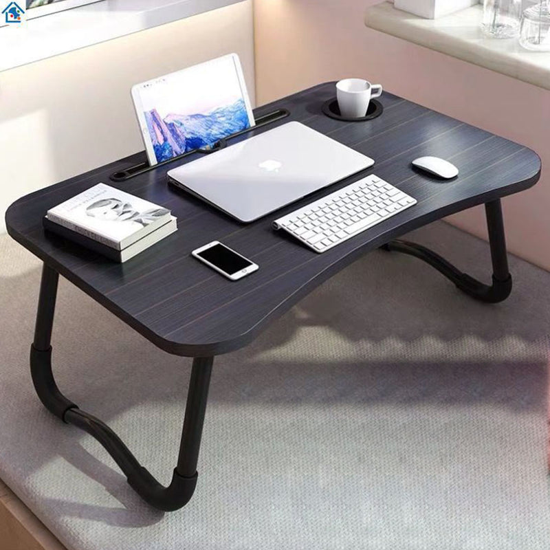 2X Black Foldable Bed Table Adjustable Laptop Stand Smooth MDF Portable Desk