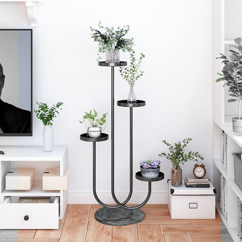 U Shaped Plant Stand Black Metal 4 Tier Flower Pot Tray Home Decor Display