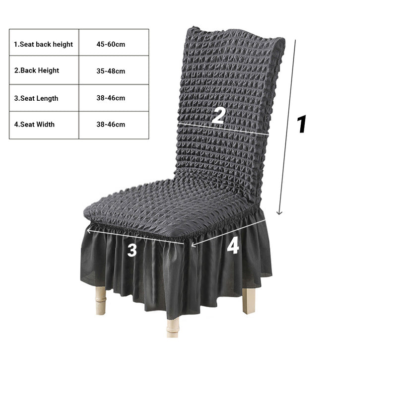 Chair Cover Stretch Polyester Ruffle Skirt Dark Grey Fits Back 45 To 60 Cm
