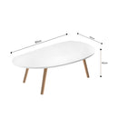 White Nordic Coffee Table 80x40cm Modern Style Durable Wood Legs Living Room