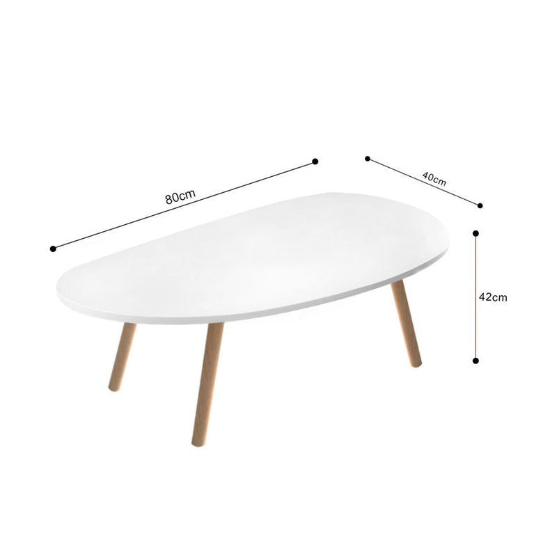 White Nordic Coffee Table 80x40cm Modern Style Durable Wood Legs Living Room