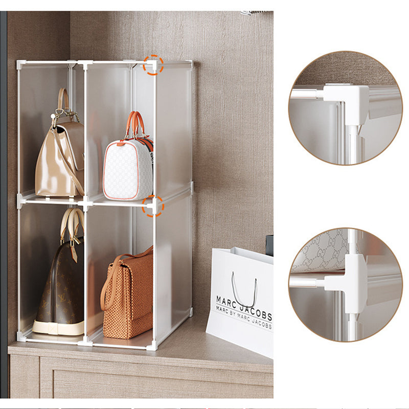 2 Tier 4 Cube PP Plastic Organizer Portable Stackable Shelves Transparent