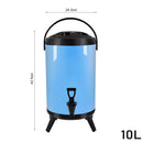 10L Stainless Steel Insulated Beverage Dispenser With Faucet Blue Hot Cold Drink