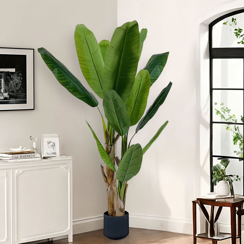 Artificial Banana Plant Bird Of Paradise Tree 190cm Green 3 Branches Polyurethane