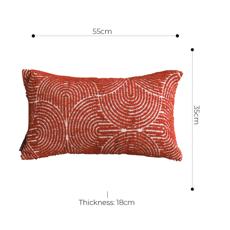 Throw Pillow Polyester Cotton 35x55x18cm Burgundy Corded Indoor Outdoor