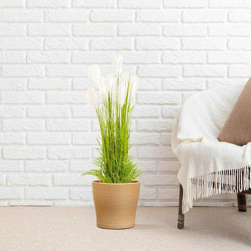 150cm Artificial Wheat Plume Grass Plant Green Indoor Decor Metal Planter