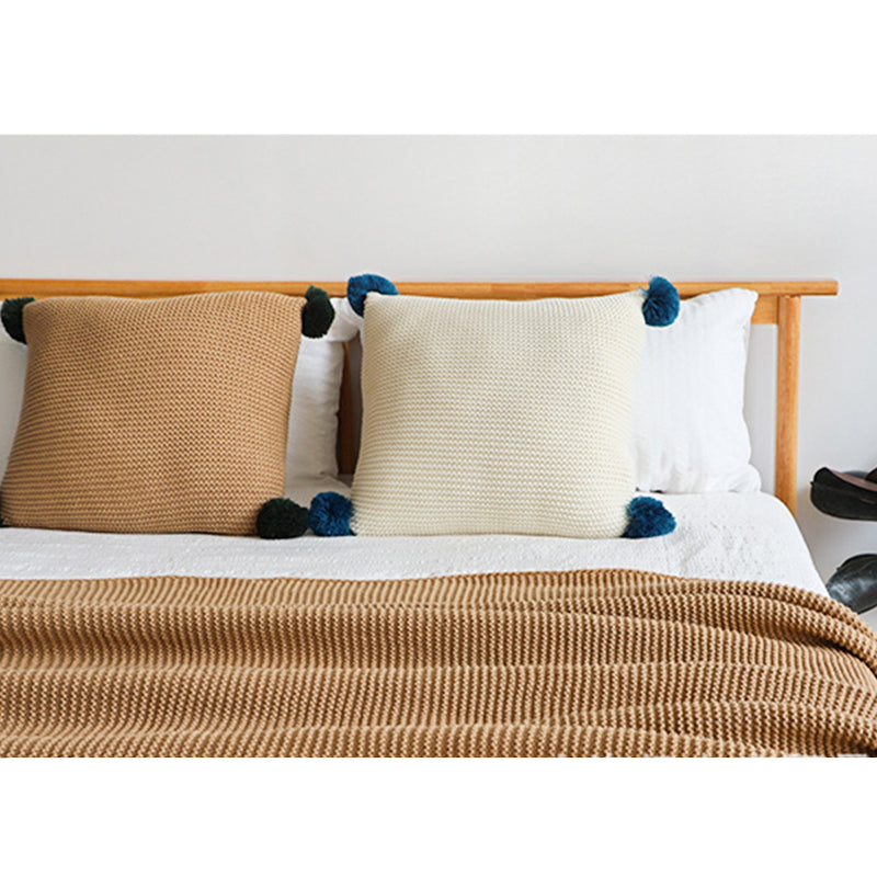 Acrylic Knitted Blanket 130cmx170cm Waffle Weave Coffee Fringe Couch Bed Decor
