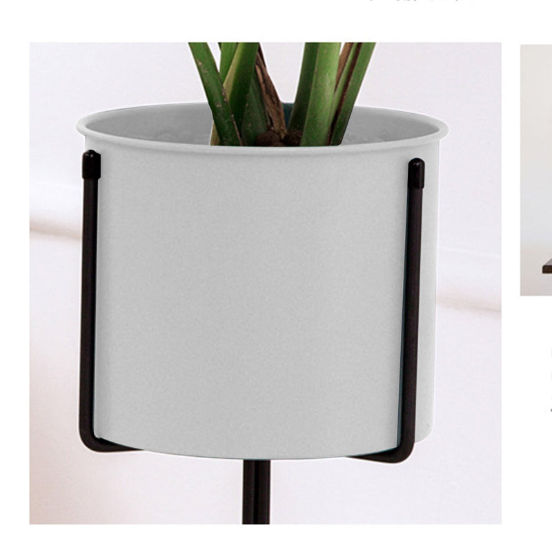 Plant Stand Tripod 80cm Iron Frame Enamel White Pot Black Legs Indoor