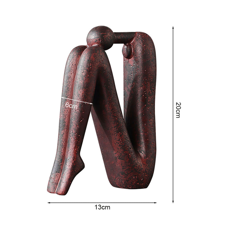 13x6x20cm Modern Stickman Art Sculpture Minimalist Resin Brown Bookend