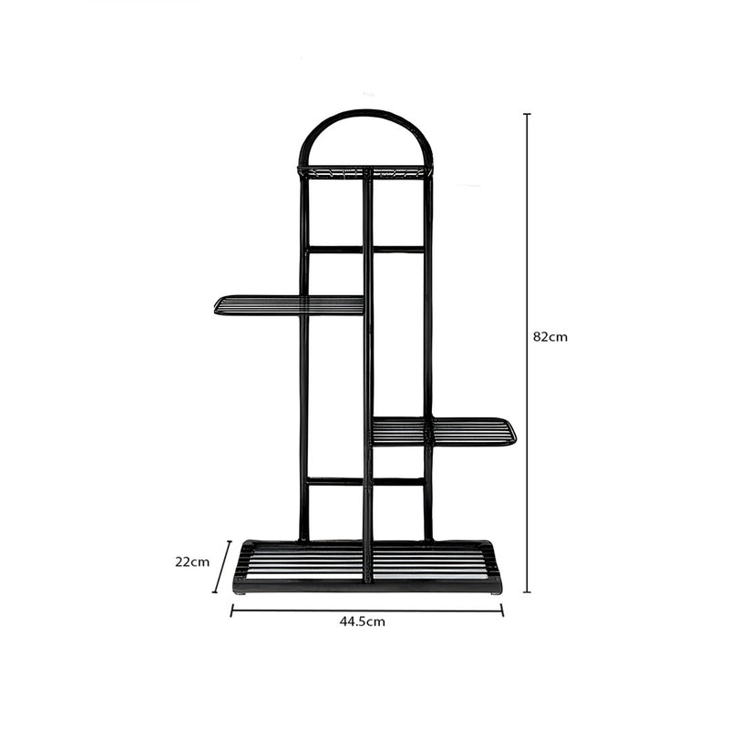 4 Tier 5 Pots Metal Plant Stand 82cm Tall Space Saving Indoor Black