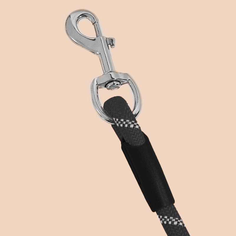 220cm Double Ended Polyester Pet Leash for Walking Training Black