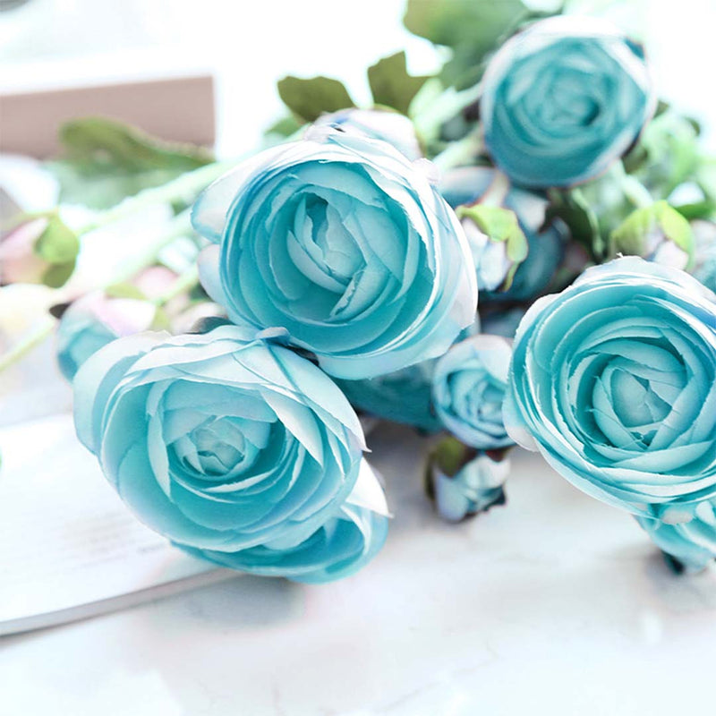 12pcs Artificial Silk Rose Bouquet 85cm Real Touch Blue Table Decor