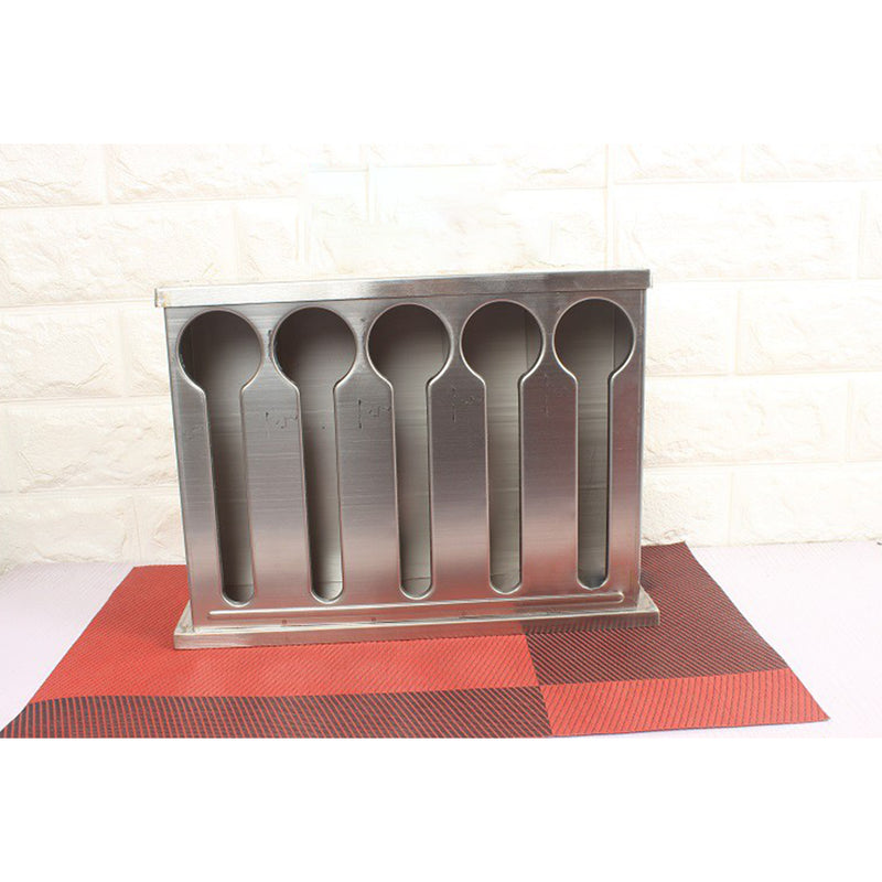 Stainless Steel Utensil Holder 5 Holes Buffet Rack with Drain Hole Design