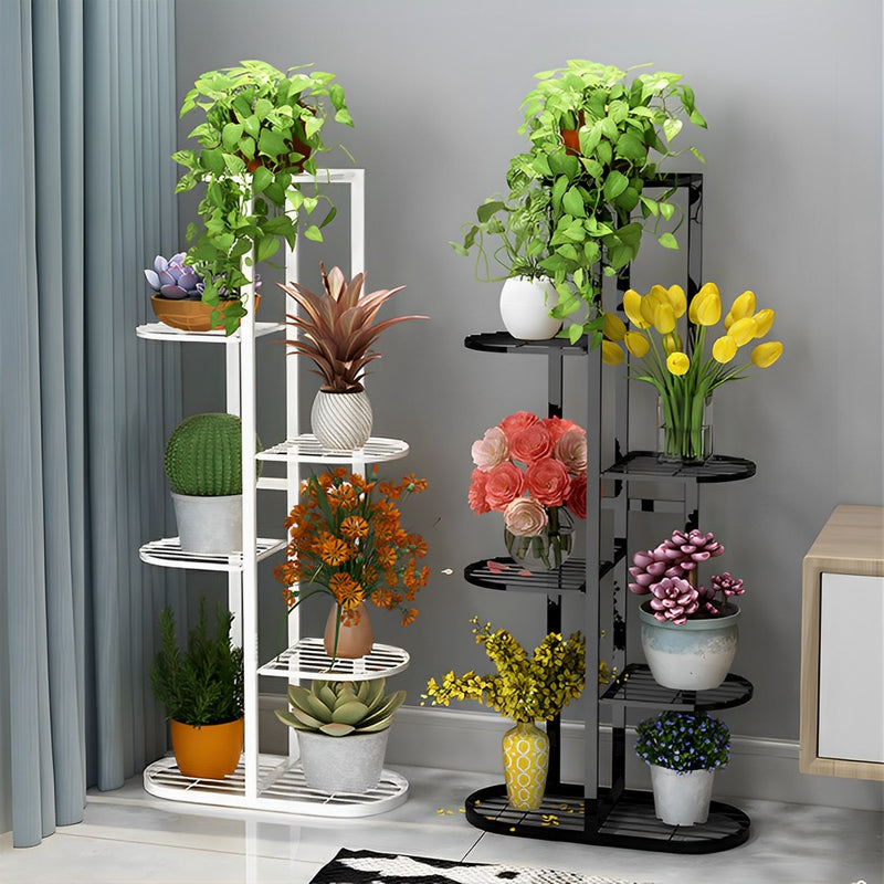 2X 8 Tier 9 Pots White Metal Plant Stand 44.5x22x140cm Space Saving