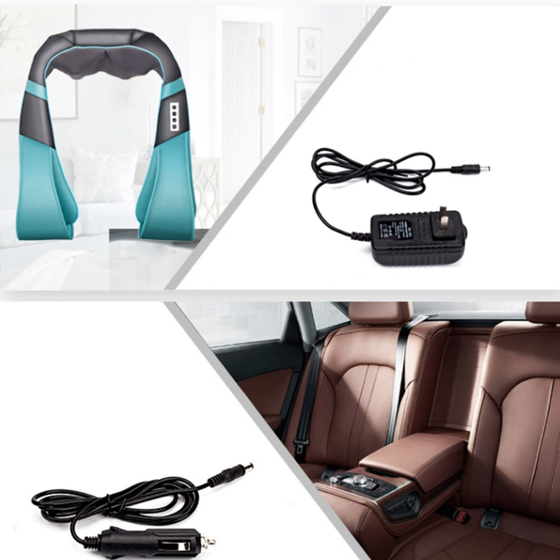 2X Shiatsu Kneading Infrared Neck Back Shoulder Electric Massager Blue White