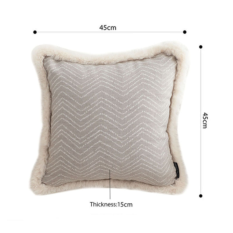 Wabi-sabi Velvet Square Throw Pillow 45cm Soft Cream Plush Sofa Cushion
