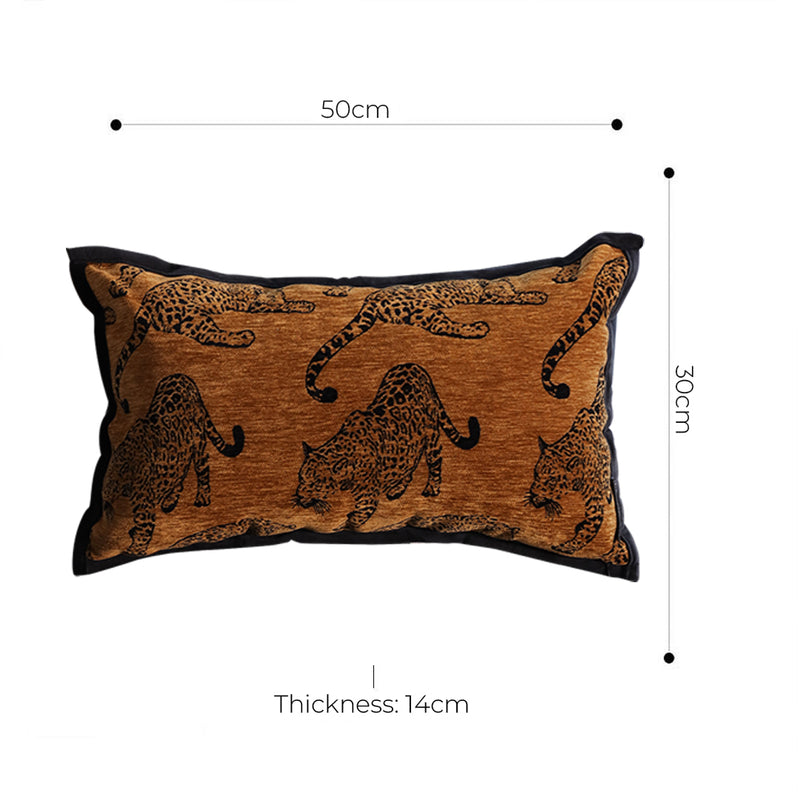 30cmx50cmx14cm Polyester Leopard Print Lumbar Throw Pillow Dark Brown